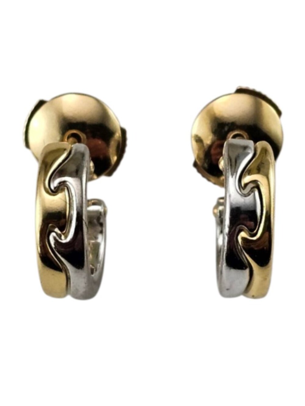 Georg Jensen 18K Yellow and White Gold Fusion Small Hoop Earrings w/Box #25497